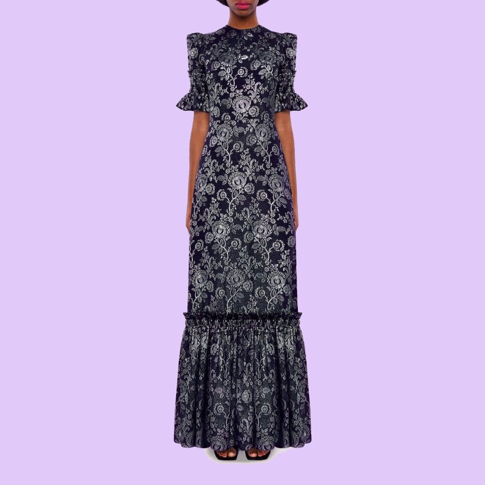 $3245 NWT The Vampire’s Wife ‘The Night Flight’ Gown in Ink Black and Silver - Picture 8 of 13